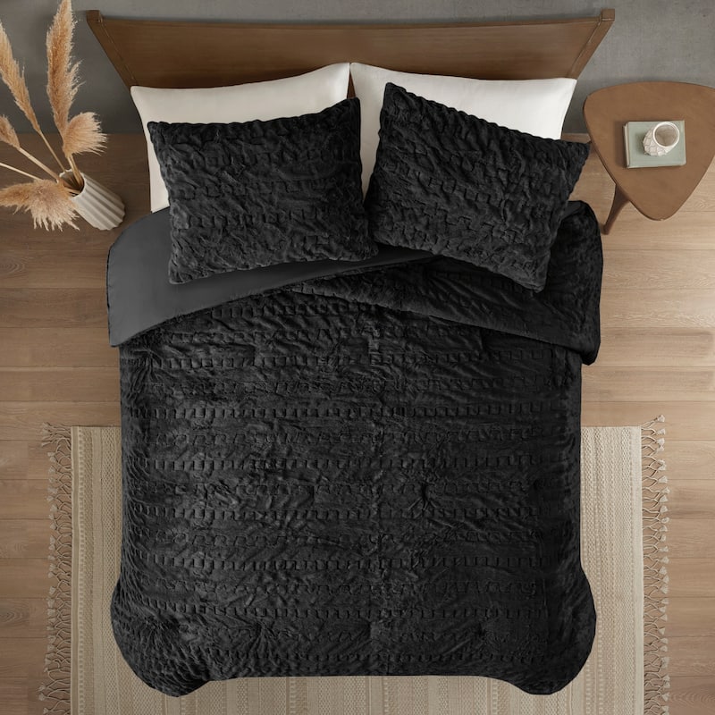 Madison Park Dakota Ruched Fur Down Alternative Comforter Set