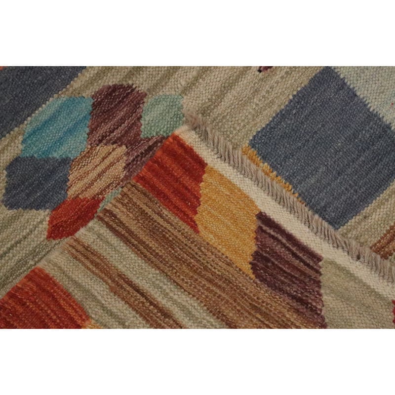 Hand Woven Oriental 100% Wool Carpet Southwestern Tribal Multi-Colored Kilim Area Rug - 6' 5'' X 4' 10''