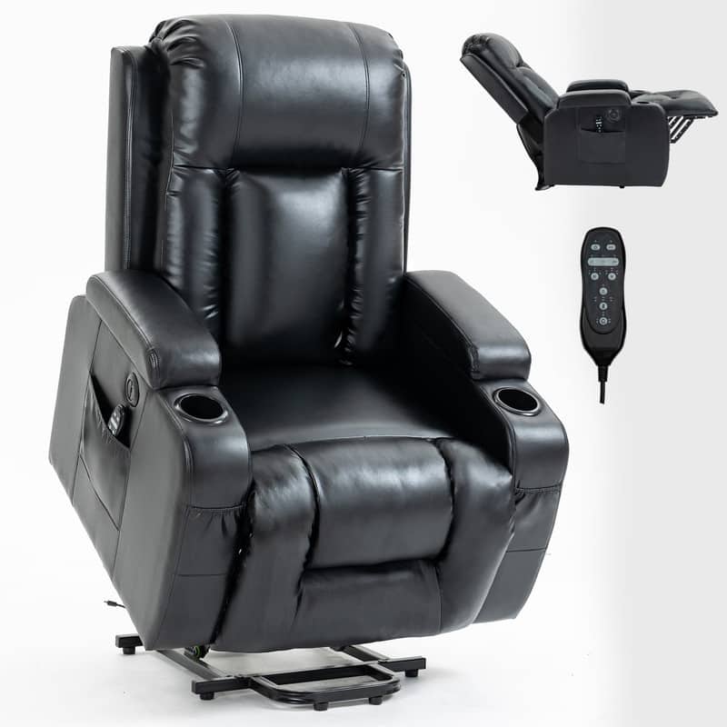 Heavy Duty Power Lift Recliner Chair with Massage, Heat, and USB Charging - Supports Up to 350 lbs