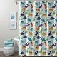 preview thumbnail 1 of 5, Style Quarters shower curtain DINOSAUR - Blue/red/yellow/green/white