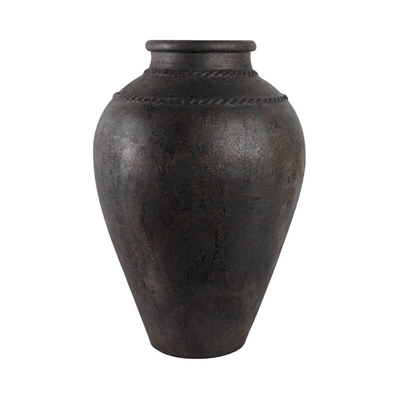 Ceramic Sculpted Rim Textured Floor Vase - 30"