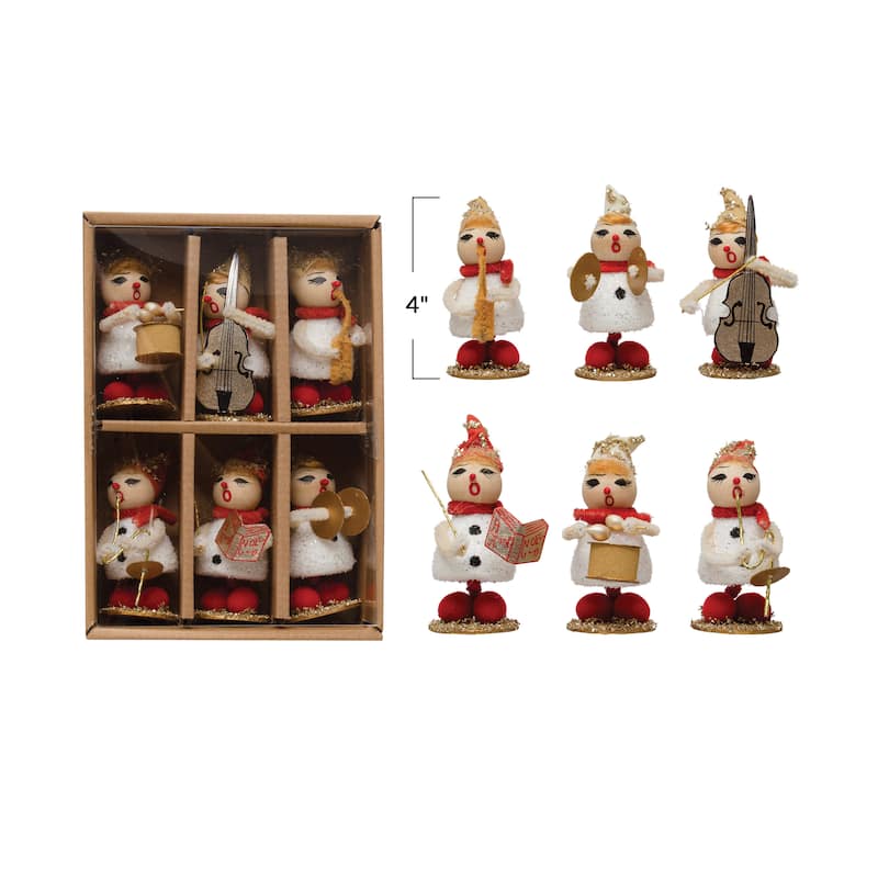 Wood Bead and Paper Vintage Reproduction Marching Band, Set of 6