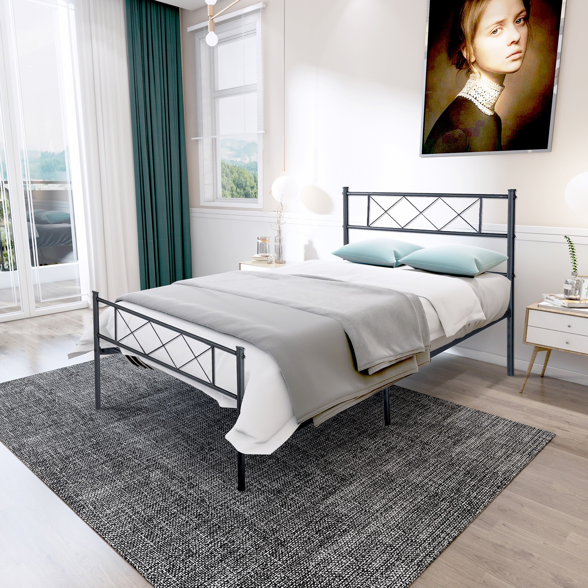 Industrial Twin Size Black Single Metal Bed Frame for Adult and Children Bed Bath Beyond 34114299
