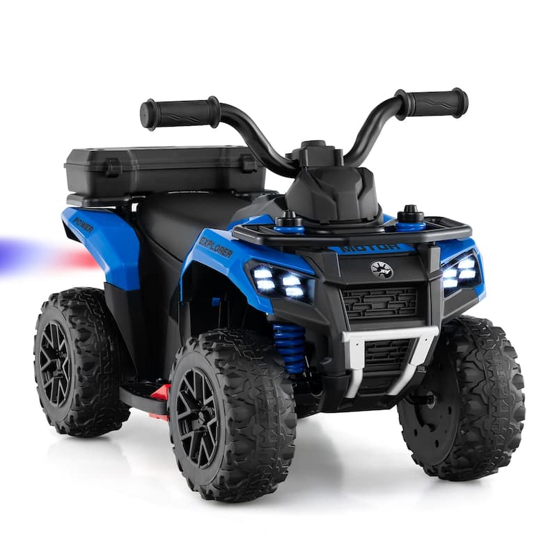 6V Kids Ride On ATV with Spray Function and Storage Box with Music - 27" x 16" x 17" (L x W x H) - Blue