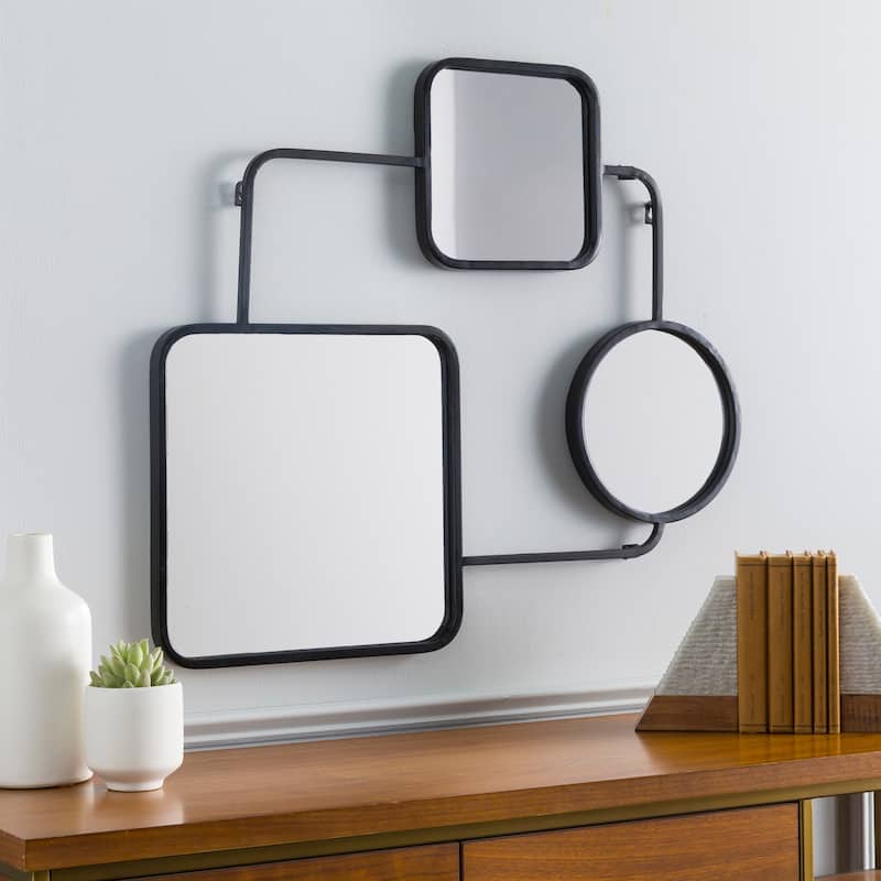 Artistic Weavers Lucci Black Contemporary Geometric Mirror - 29"H x 25"W - 29"H x 25"W - Black
