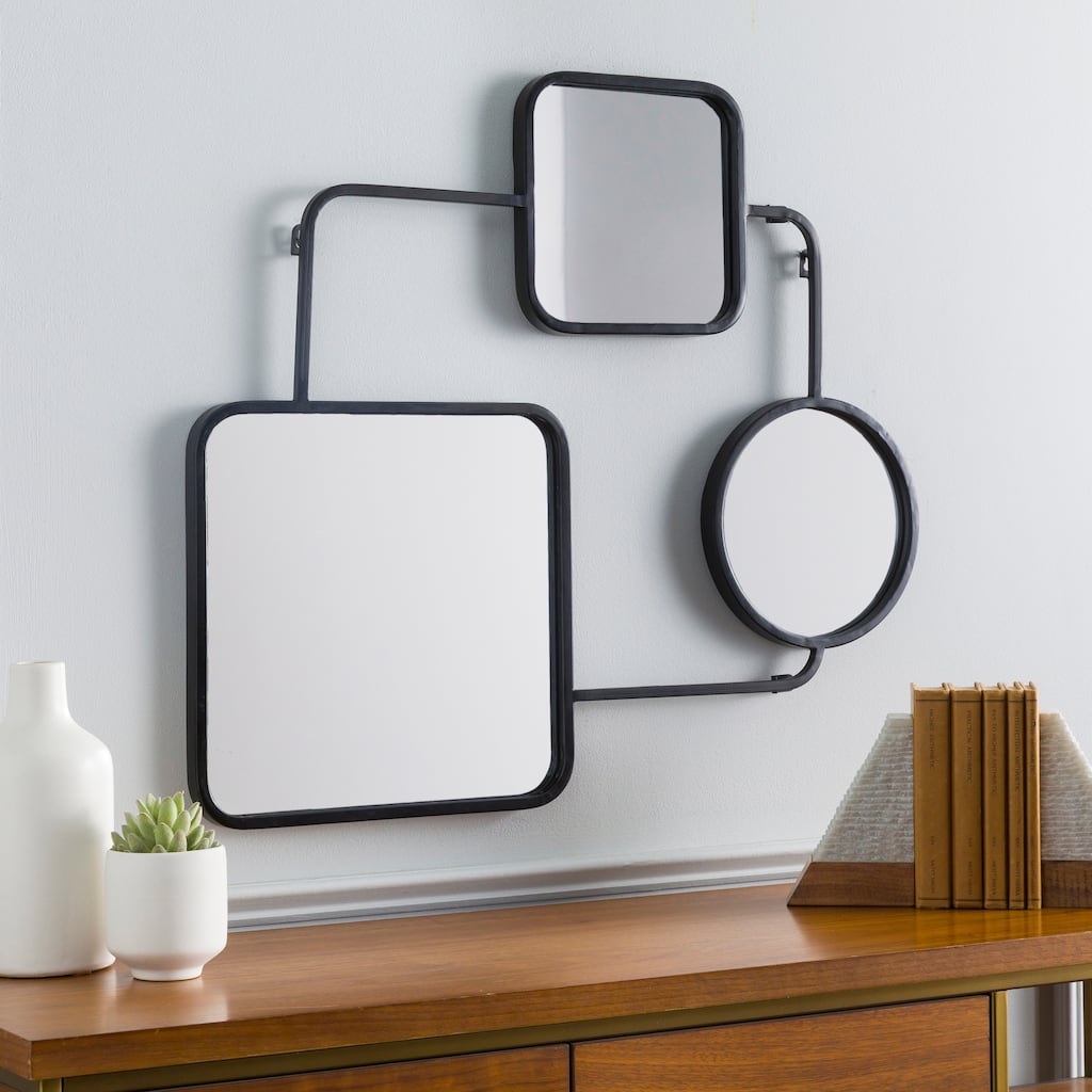 Lucci Black Contemporary Geometric Mirror - 29"H x 25"W