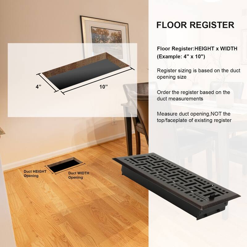 Akicon Check Design 4"x10" Floor Register with Trap Net