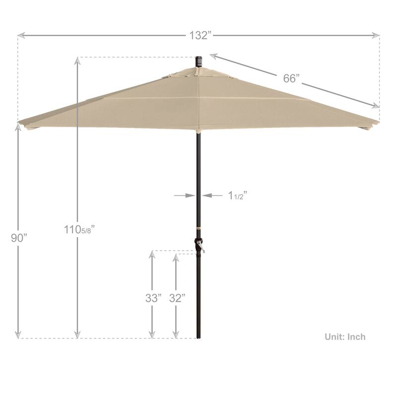 California Umbrella 11' Round Aluminum Crank Open Auto Tlit Patio Umbrella, Bronze Finish, Double Wind Vent.