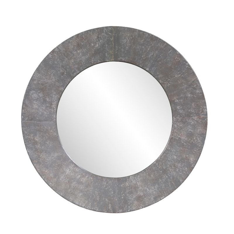 Allan Andrews Round Rustic Gray Metal Framed Wall & Accent Mirror - 30"D