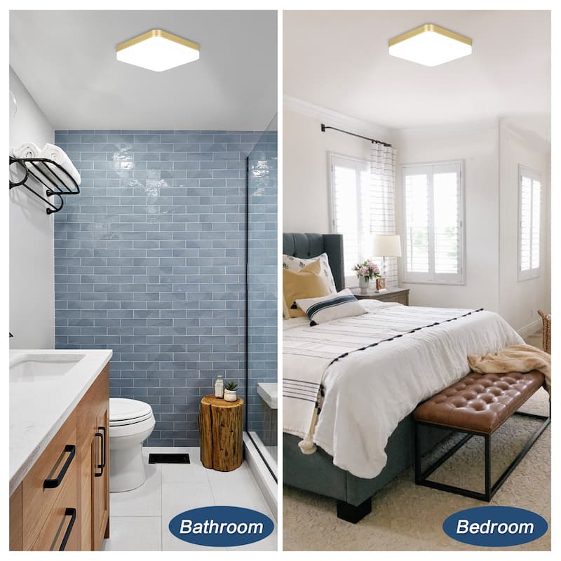 24Watts Square Selectable LED Flush Mount Ceiling Light for Dining Room Living Room Bedroom Kitchen - 7.08"Dx1.57H"