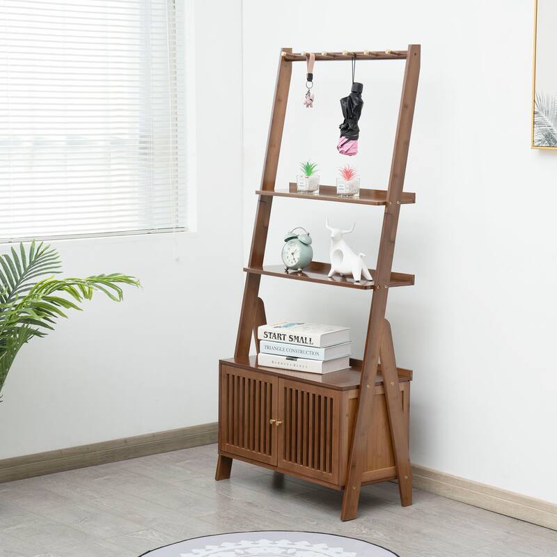 Bamboo Hall Tree with Bench and Shoe Storage