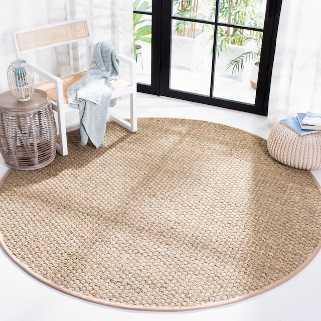 SAFAVIEH Natural Fiber Marina Basketweave Seagrass Rug - 10' x 10' Round - Natural/Beige