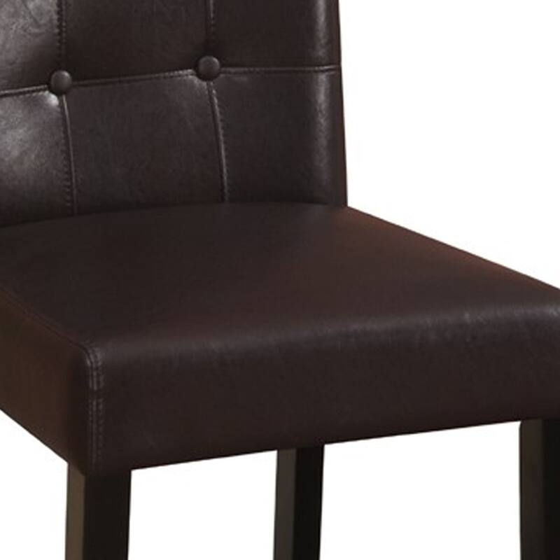Brown Faux Leather Wooden Bar Chairs Set of 2 with Tufted High Back - 40 H x 18 W x 22 L