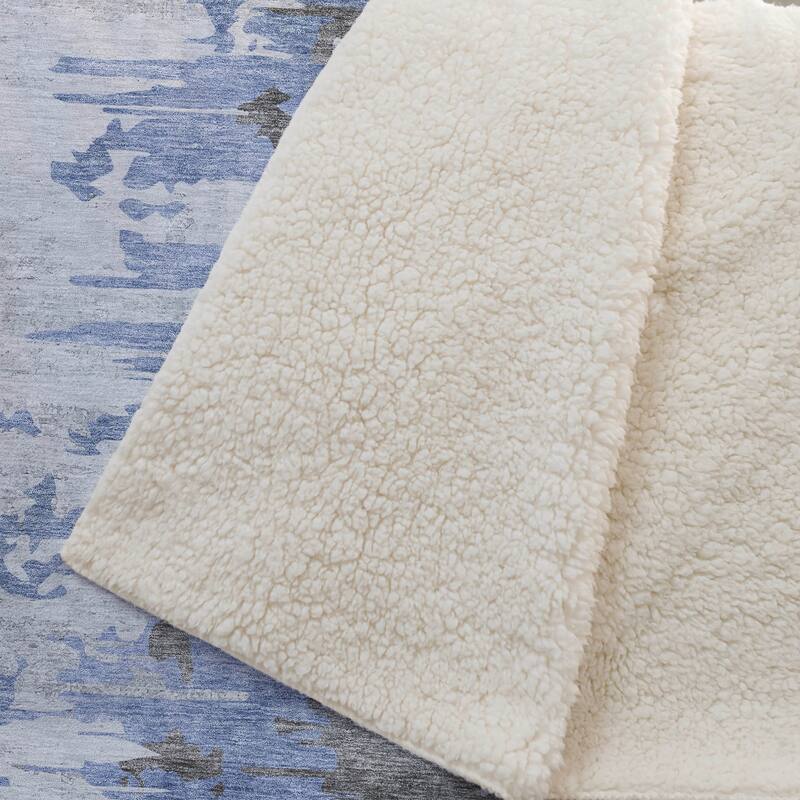 Premium Machine Washable Abstract Contemporary Sherpa Throw Blanket