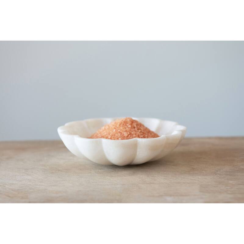 Carved Marble Flower Shape Dish