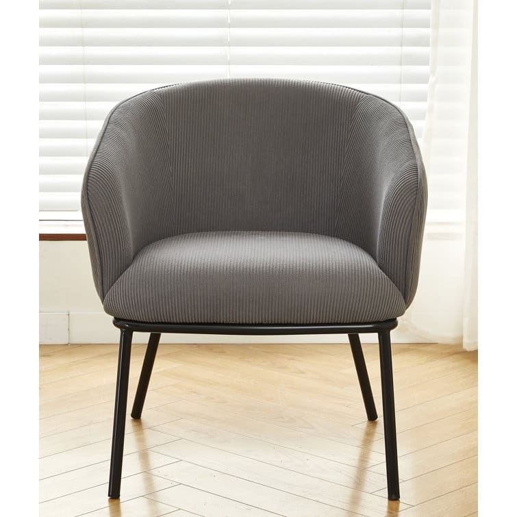 Corduroy Design Luxury Elegance Modern Channel Chair with Black Metal Legs Complement the Chic