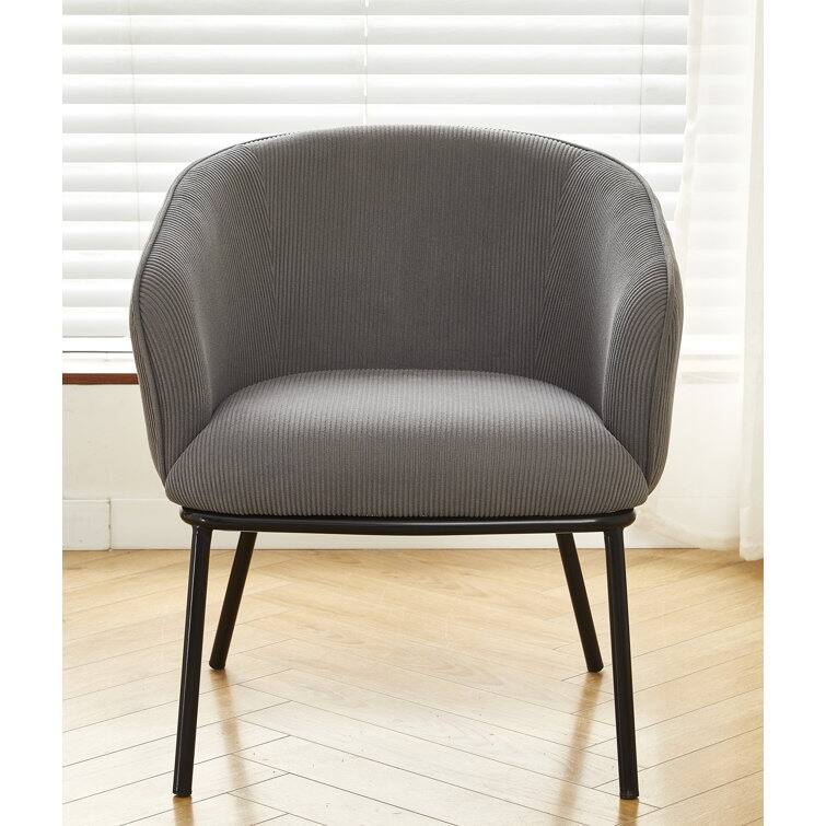 US Pride Furniture Corduroy Design Luxury Elegance Modern Channel Chair with Black Metal Legs Complement the Chic