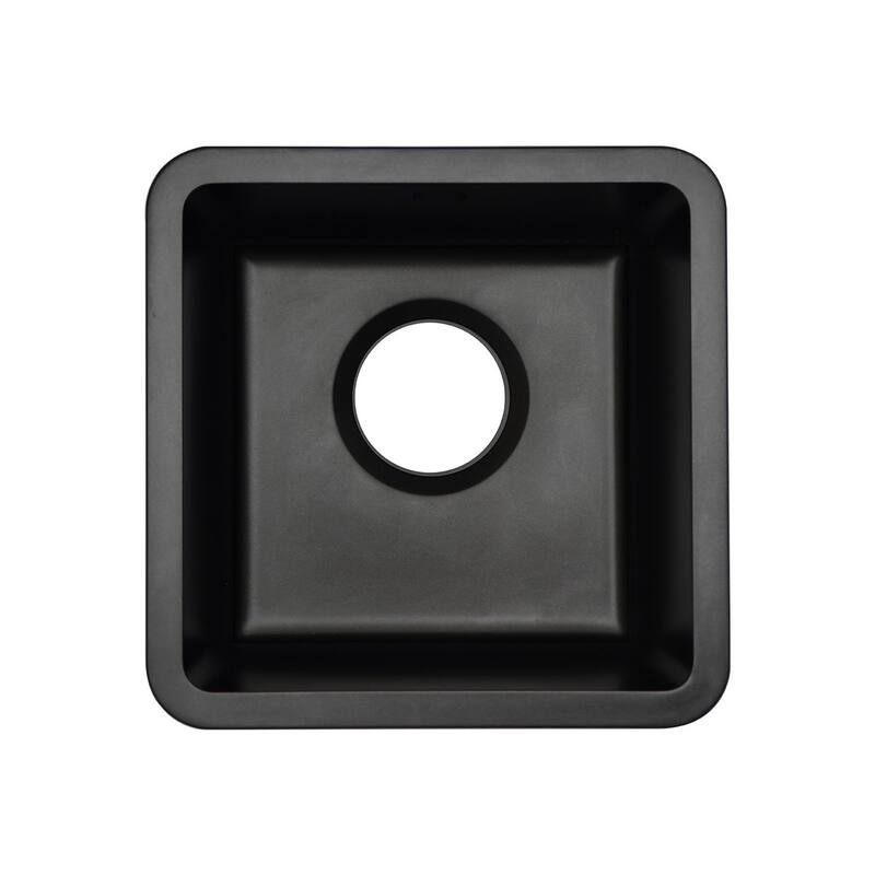 15 Inch Lexicon Platinum Quartz Composite Drop-in Undermount Single Bowl Galaxy Black Kitchen Sink LP-1515-K-SO - 15x15