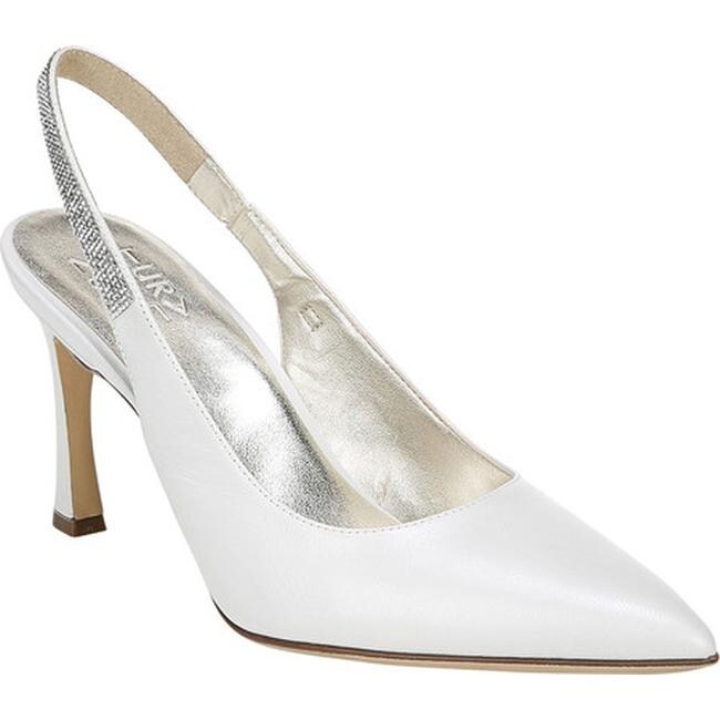 white pointed toe slingback
