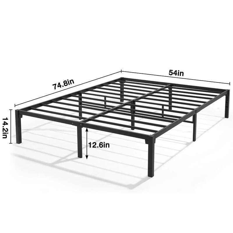 VECELO 14" No-Screw Metal Bed Frame, Quick Snap Assembly Platform, Underbed Storage, Twin Full Queen King Bed Frames