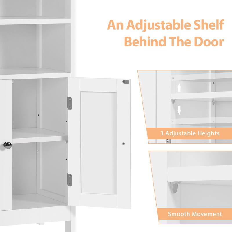Yaheetech 5-Tier Wooden Bathroom Floor Cabinet with Adjustable Shelf