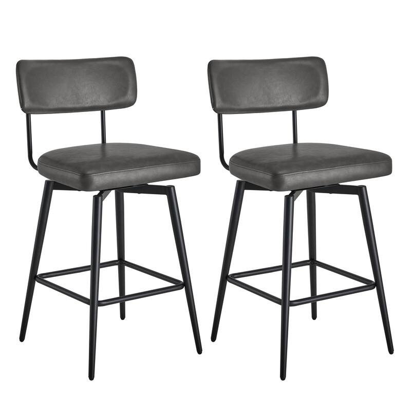 Spruce & Spring Elise Counter Height Swivel Bar Stool Chairs Set with Metal Frame - Retro Grey