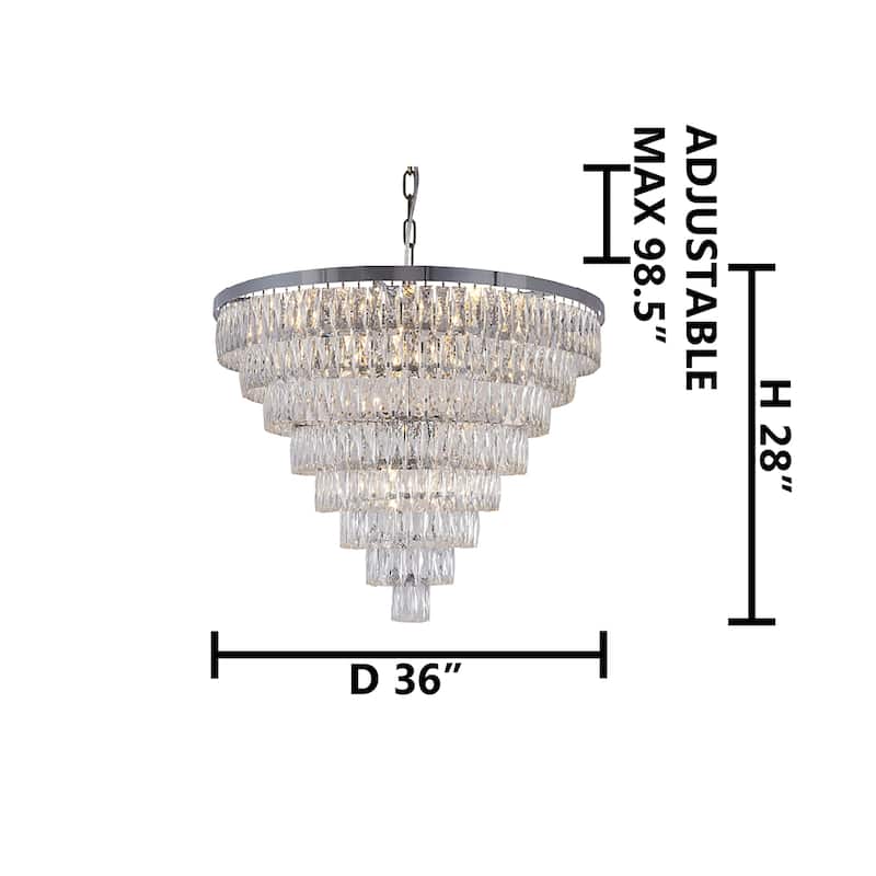 27-Light Chrome Chandelier With Clear Crystals
