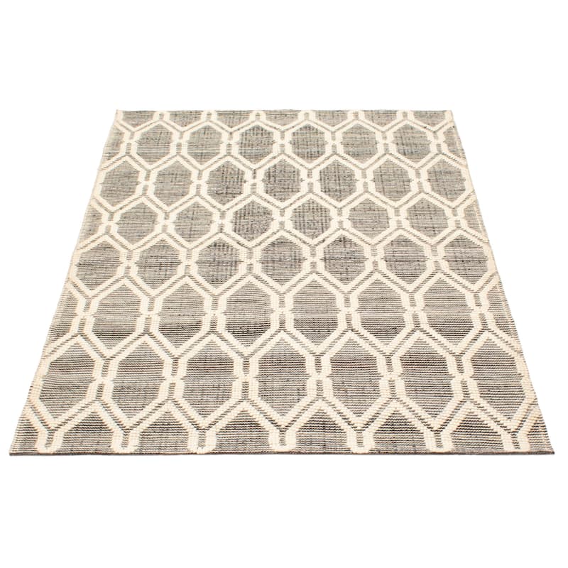ECARPETGALLERY Braid weave Sienna Grey Wool Rug - 5'4 x 7'5