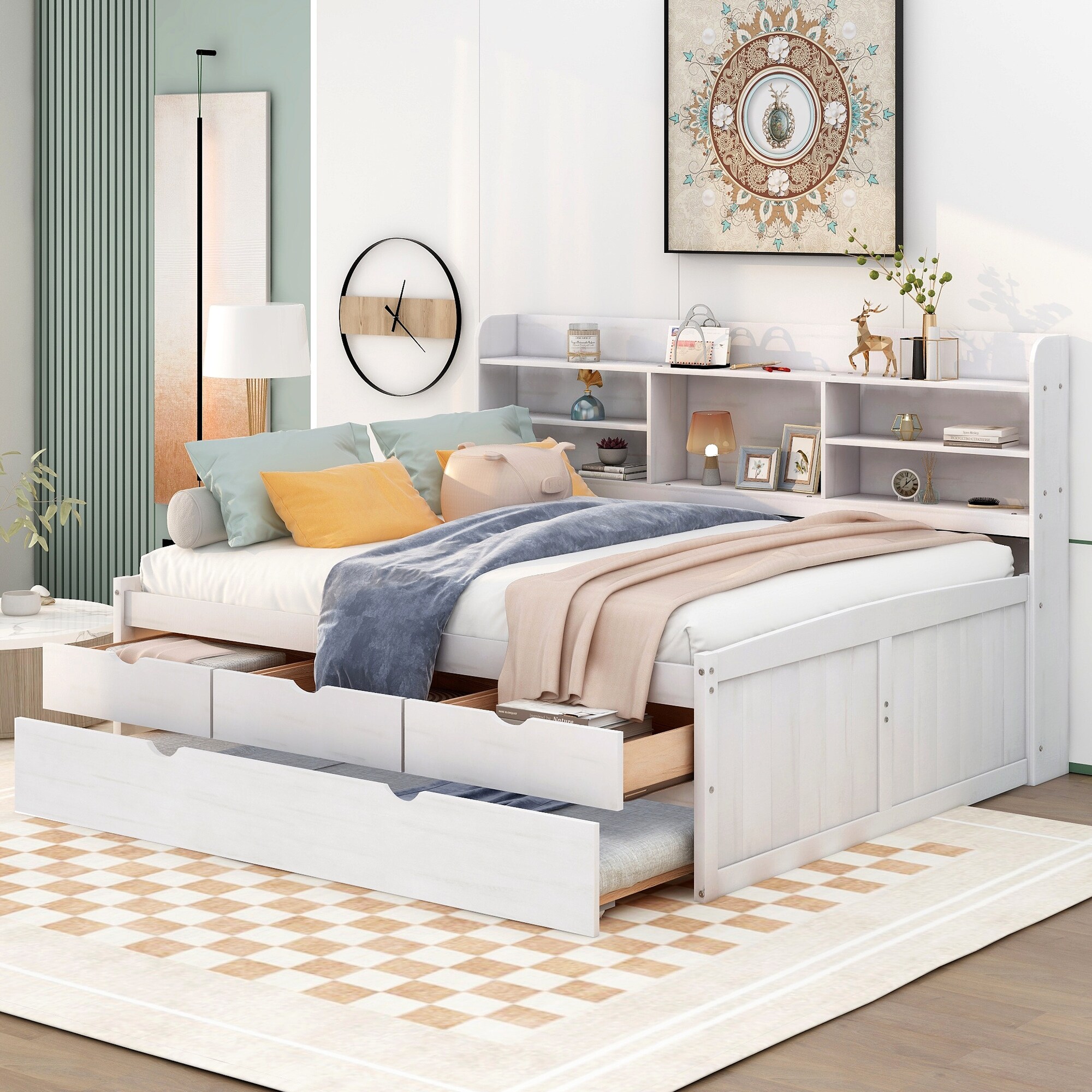 Captains bed with trundle deals and storage drawers