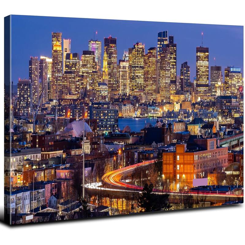 Colorful Boston Skyline Wall Art - 16 x 12