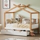 preview thumbnail 9 of 11, Wooden House Bed Wood Color Frame with 2 Drawers and Bookshelf Storage Space