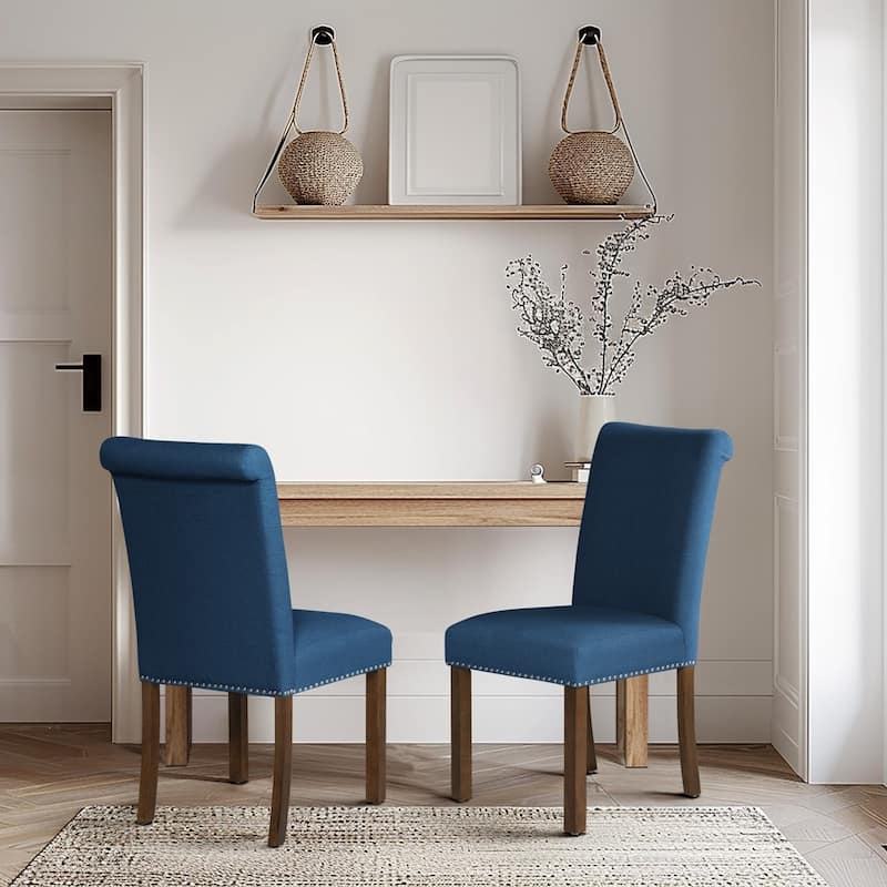 Upholstered Dining Chair with Nailhead Trim Set of 2