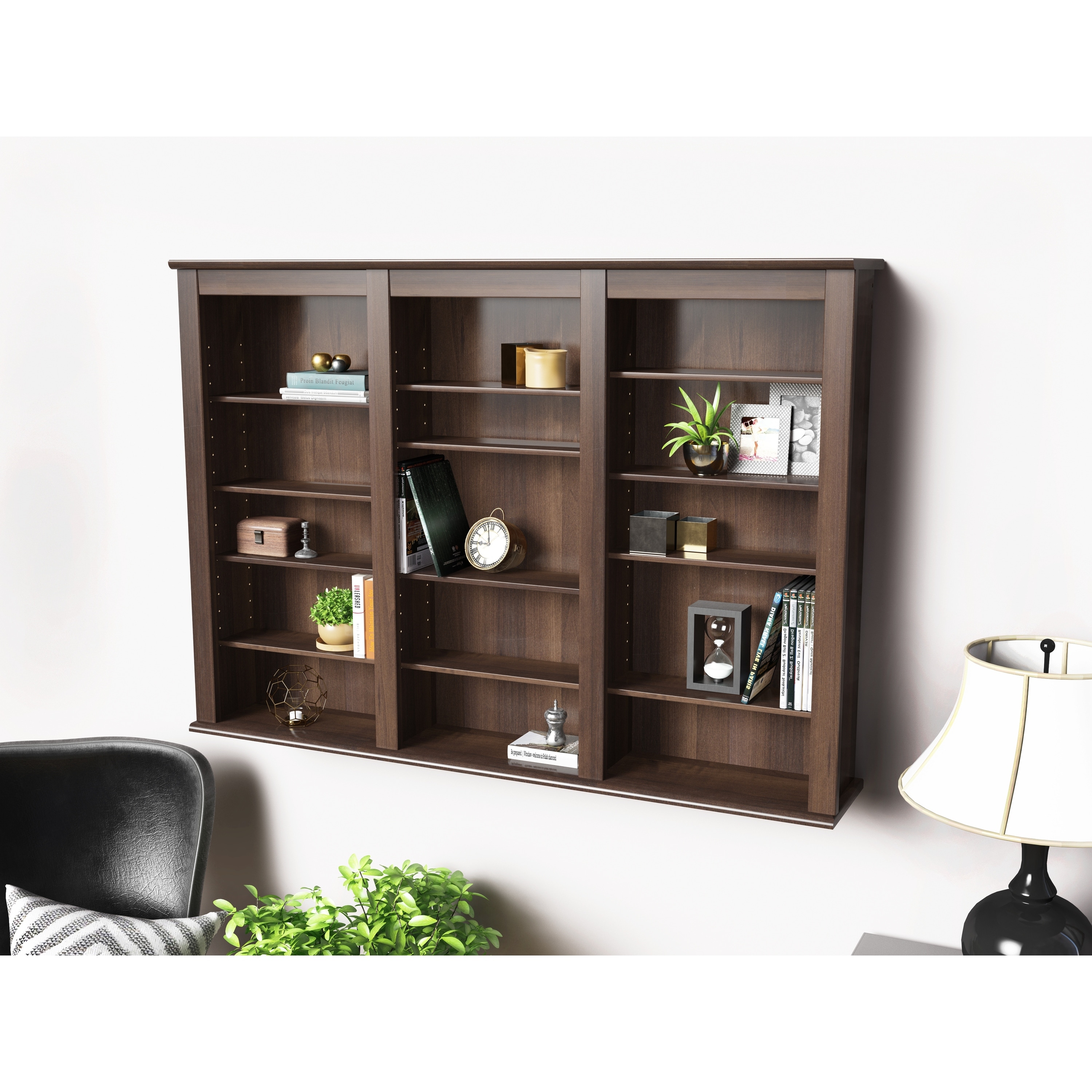 Shop Everett Espresso Wall Hanging Media Storage Cabinet 47 W X 34 H X 8 25 D Overstock 5978105