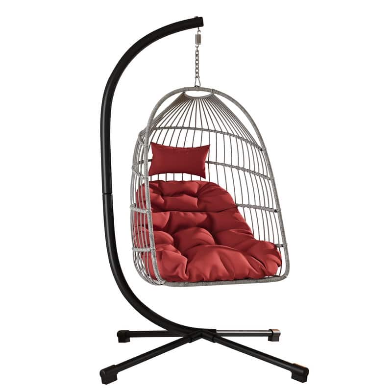 Hanging Egg Chair with Stand - Patio Swing Seat, Space-Saving Design