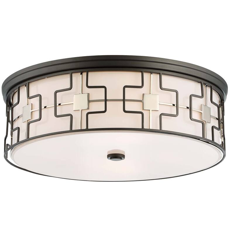 Minka Lavery LED 20" Wide Flush Mount Drum Ceiling Light - Dark Gray with Polished Nickel