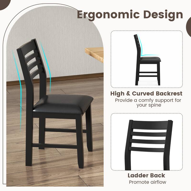 Gymax Wooden Dining Chair Set of 4 Kitchen Side Chairs w/ Rubber Wood