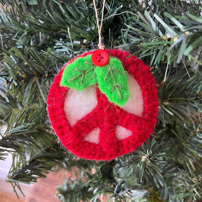 Peace Out Handmade Felt Ornament Collection, Set of 2