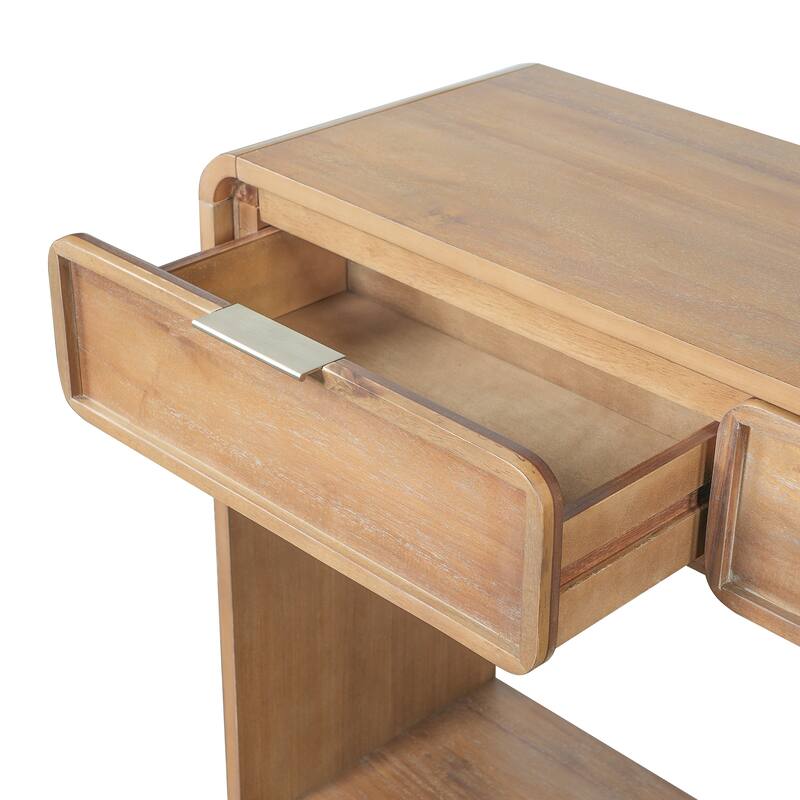 Christopher Knight Home - Alora Natural Acacia Console Table with 3 Drawers and Open Shelf for Living Room or Hallway Storage