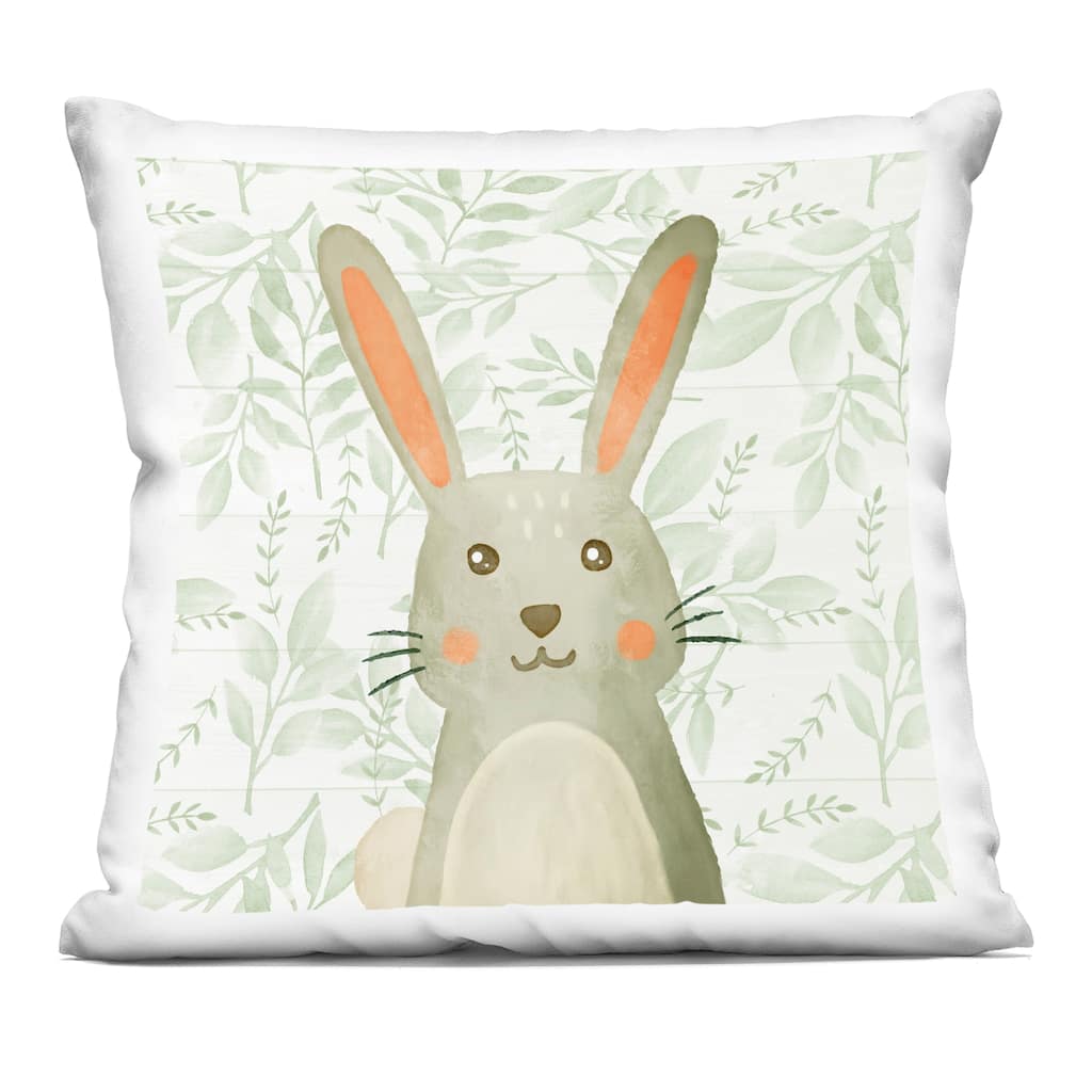 Stupell Joyful Bunny on Botanicals Decorative Printed Throw Pillow Design by Kim Allen