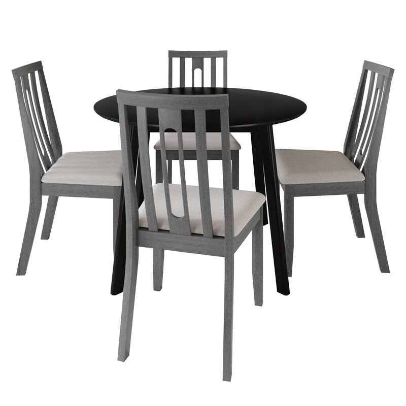 CraftPorch Contemporary 4-Piece Chair and Round Table Dining Set - Grey