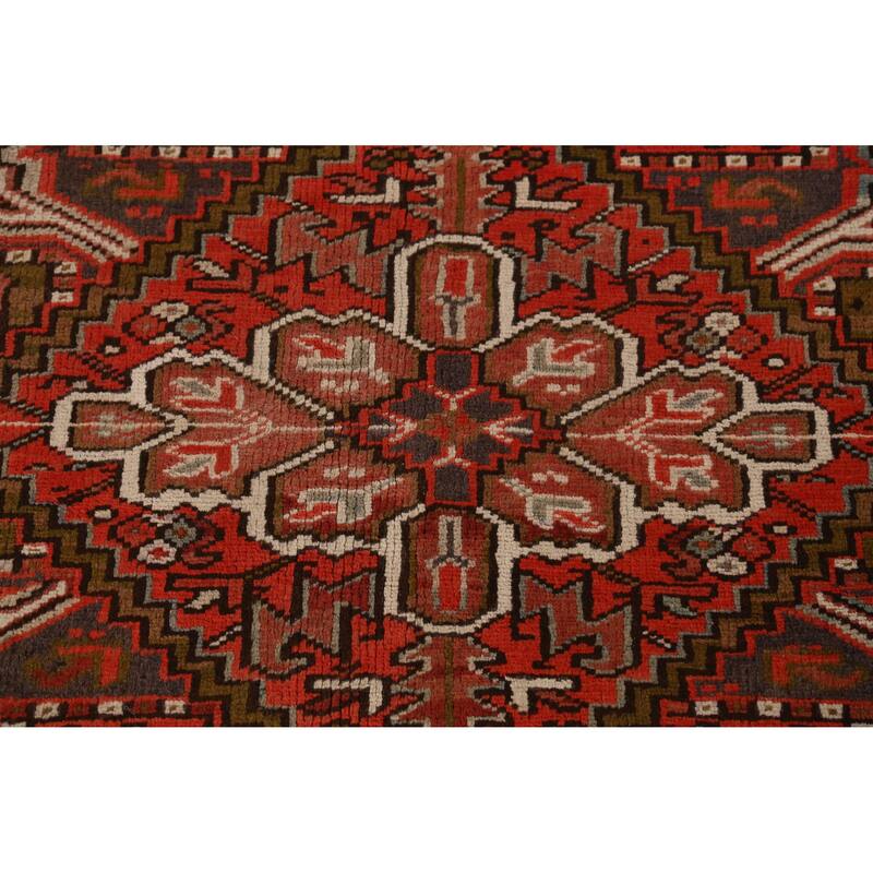 Hand Knotted Oriental 100% Wool Carpet Traditional Medallion Oranges & Rust Heriz Area Rug - 10' 1'' X 7' 9''