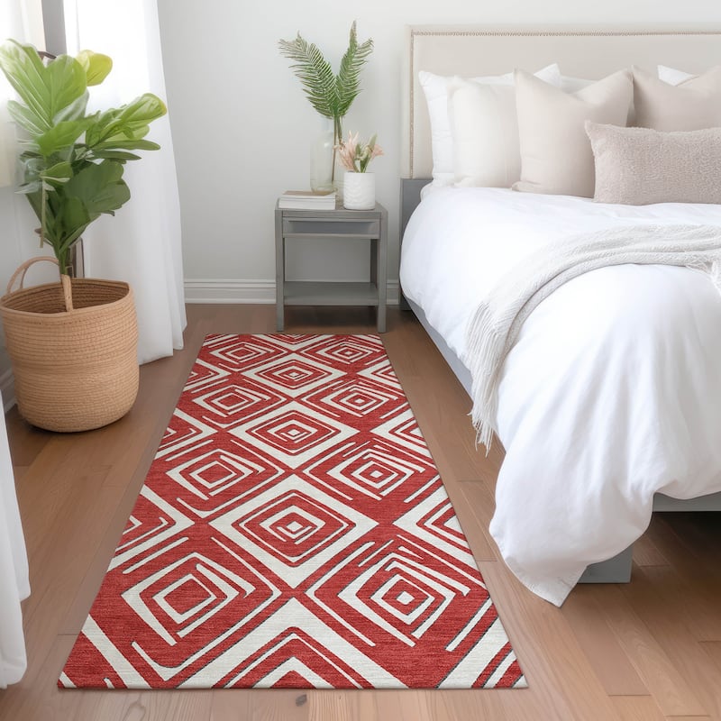Machine Washable Indoor/ Outdoor Chantille Contemporary Diamonds Rug