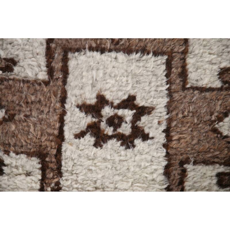 Natural Dye Beige Tribal Anatolian Runner Rug Hand-knotted Wool Carpet - 3'2"x 10'9"