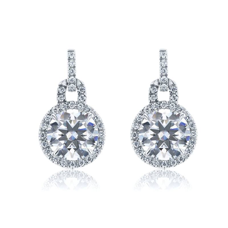 Annello by Kobelli 14k Forever One Moissanite Dangle Earrings (DEF/VS, DEF/VS)