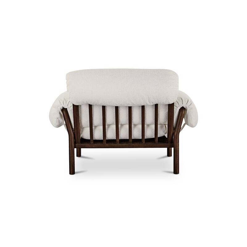 NADAAL STUDIOS Halden Lounge Chair, Spindle-Back Solid Ash Frame with Fold-Over Cushions, Ivory