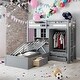 preview thumbnail 16 of 28, Twin Size Bunk Bed with Drawers, Wardrobe, Storage Shelves and Hydraulic Bed Grey