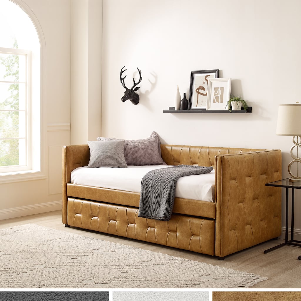 Corvus Somme Tufted Upholstered Daybed with Trundle