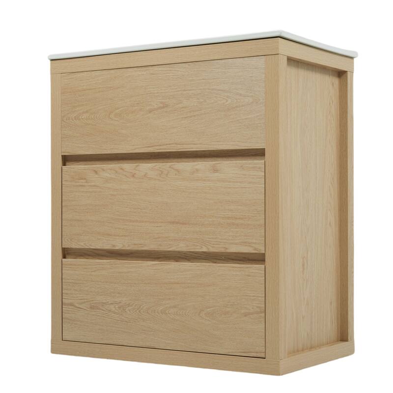 30" Vanity with Sink and 2 Full-Extension Drawers,Freestanding Vanity with 45°,Soft Close Undermount Drawer Slides