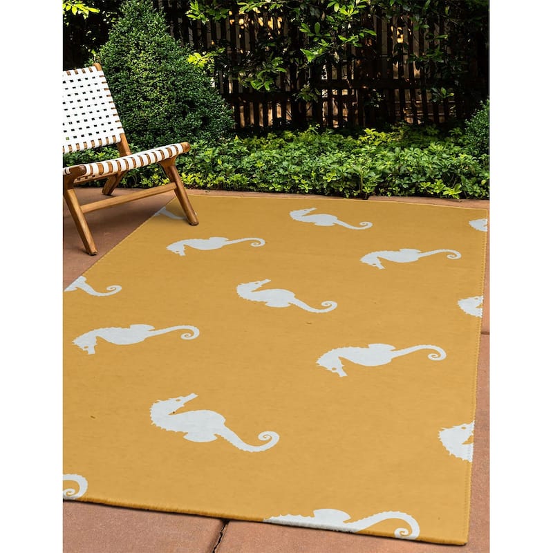 Sea Horses Beach Style Chenille Area Rug