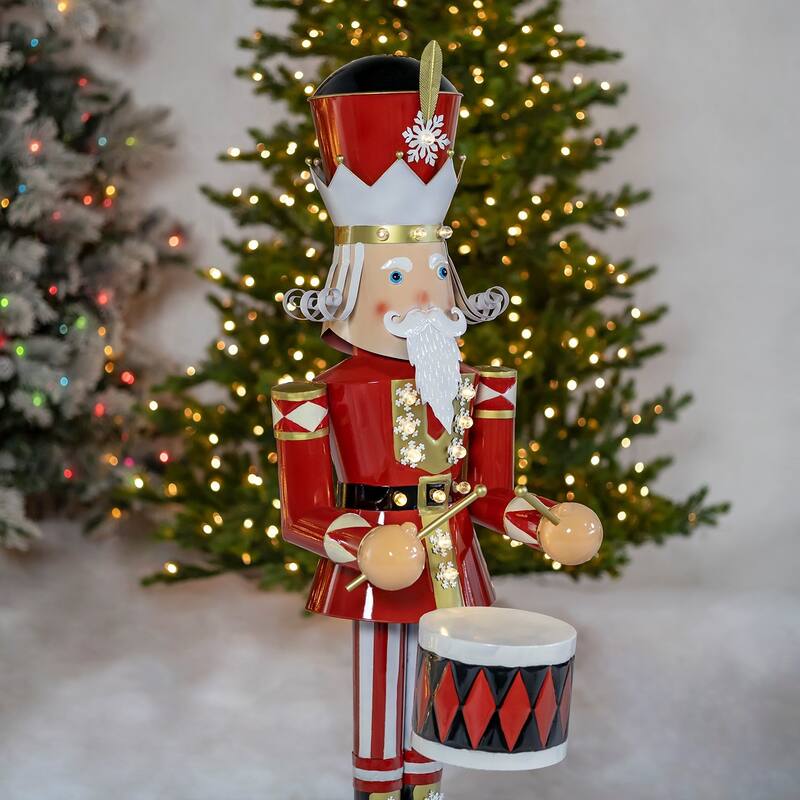 Large Iron Christmas Nutcracker "George" with Drum & LED Lights